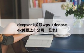 deepseek关联wps(deepseek关联上市公司一览表)