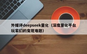 外媒评deepseek量化(深度量化平台玩家们的变现难题)